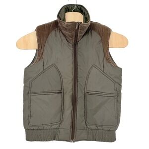 VTG ALPINE SKI Vest Full-Zip Corduroy Nylon Blend Green Men's Medium